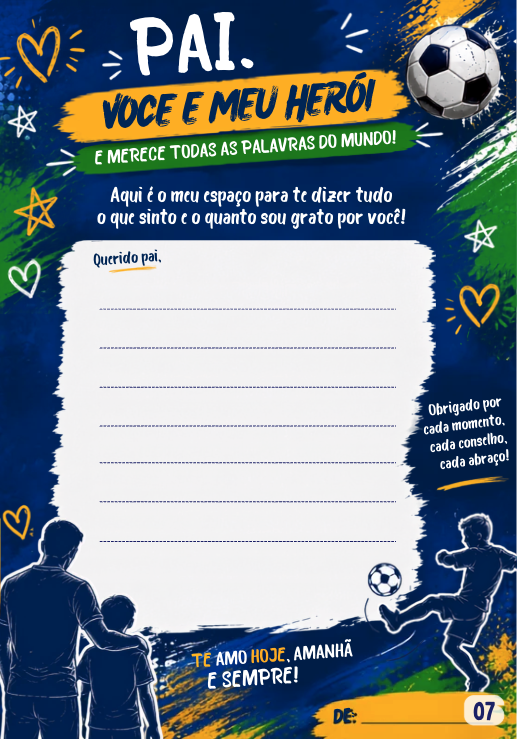 Página de carta para o pai