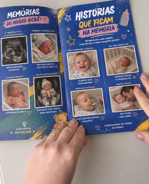 Álbum Memórias do Nosso Bebê aberto