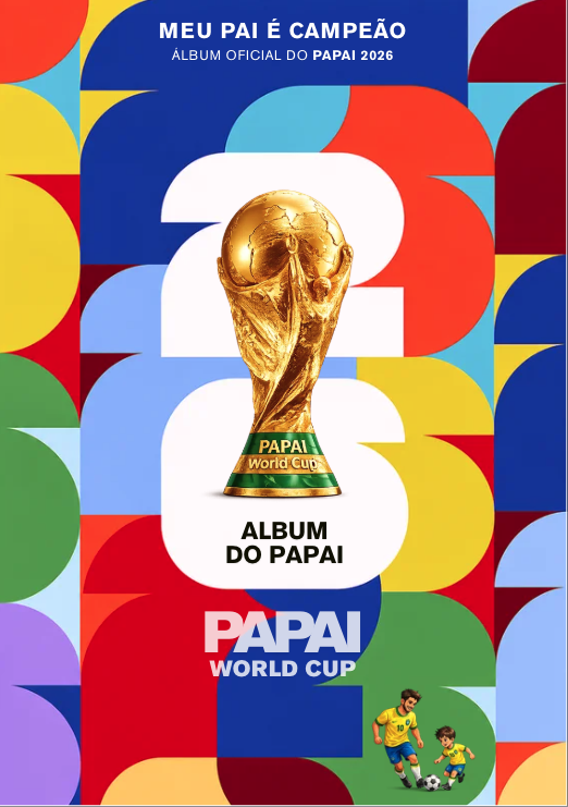 Capa do álbum Copa do Papai com o troféu da Copa do Mundo